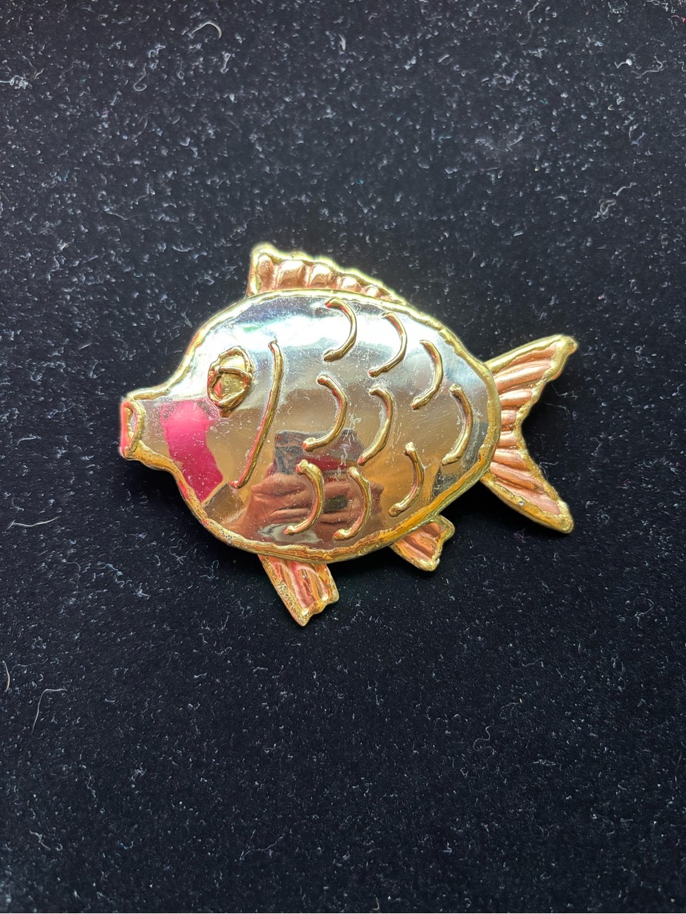 Gold Fish Enamel Pin - Pink Accent